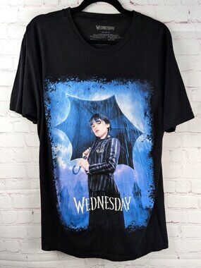 Wednesday Addams Umbrella Portrait Graphic Tee L